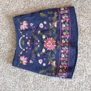 Harper Heritage embroidered floral corduroy mini skirt